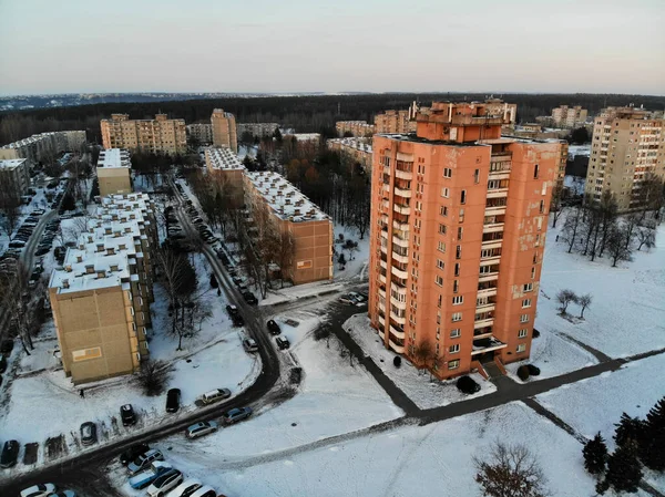Multi Storey Apartment Building Winter Eiguliai District Kaunas Lithuania Aerial — Stockfoto