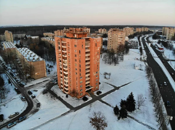 Edificio Apartamentos Varios Pisos Invierno Distrito Eiguliai Kaunas Lituania Foto — Foto de Stock