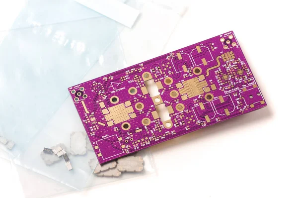 High Power Microwave Module Purple Gold Plated Printed Circuit Board — Fotografia de Stock