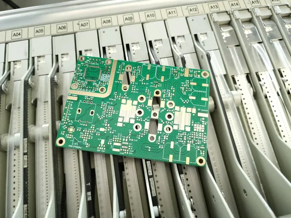 Radio Frequency RF Printed Circuit Board PCB assembling in pick and place machine in small electronics factory