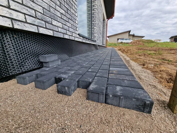 Dark Concrete Paving Construction Individual House — Stock Photo, Image