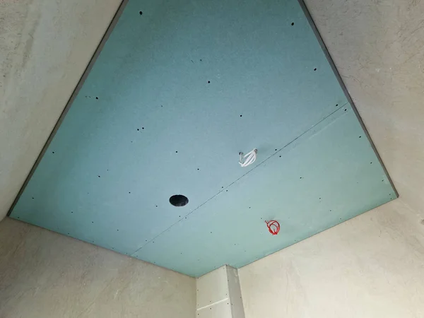 Drywall Plaster Sheets Fixed Ceilings Construction Site — 스톡 사진