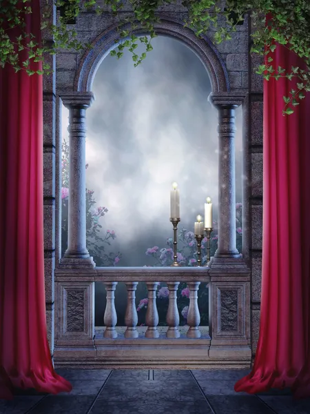 Vintage balkonları mumlar