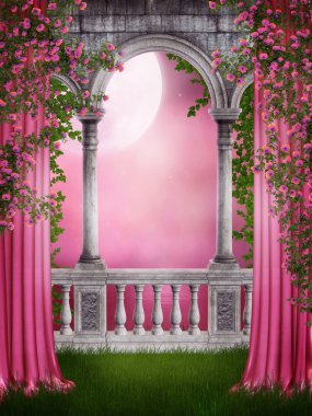 pembe perdeler ile Bahçe