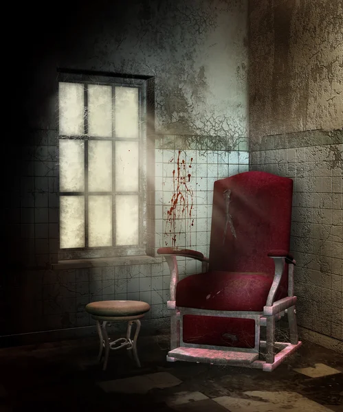 Spooky kamer met een stoel — Stockfoto