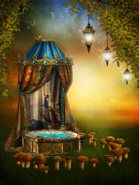 Fairy stage with lamps — Stock Photo, Image