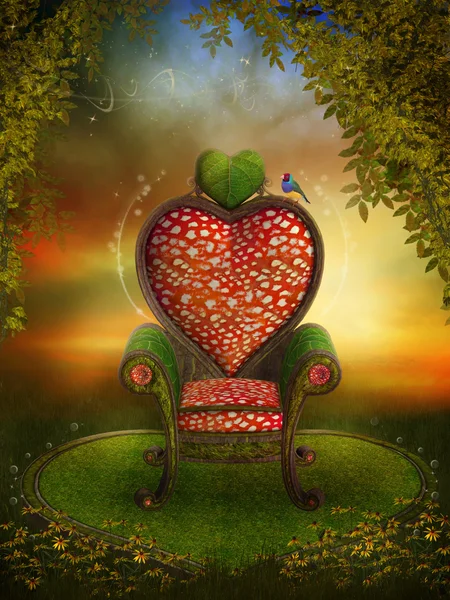 Magic garden with a fairy throne — Stock Photo, Image