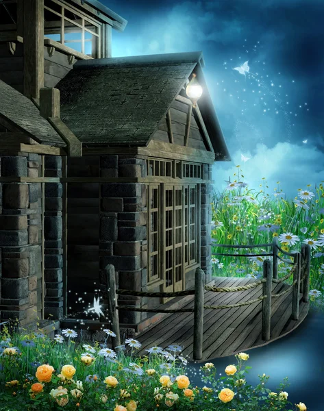 Fantasy wooden cottage — Stock Photo, Image
