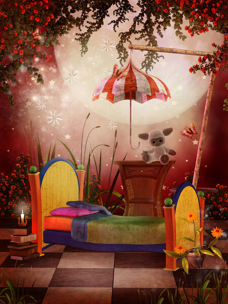 Red fantasy bedroom