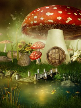 Fairytale mushroom house clipart