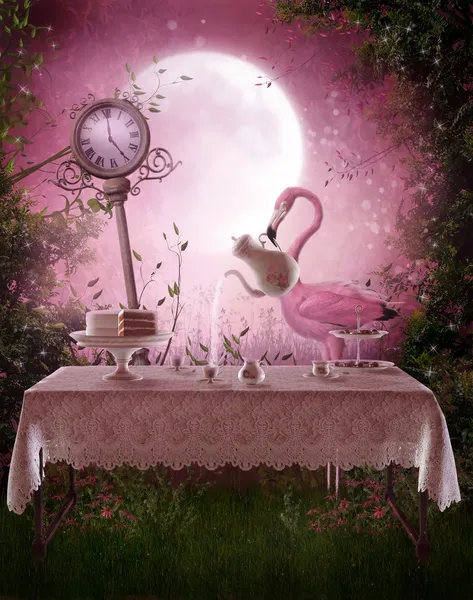 Fantasy Bahçe ile bir flamingo