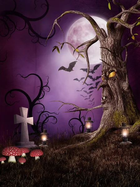 Monster tree with mushrooms — Stock Photo, Image