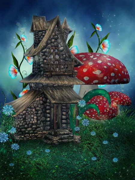 幻想房子与蘑菇 — 图库照片