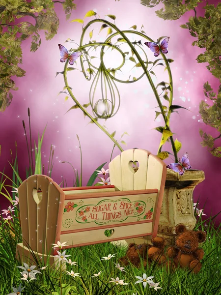 Fantasy cradle with butterflies — Stock Photo, Image