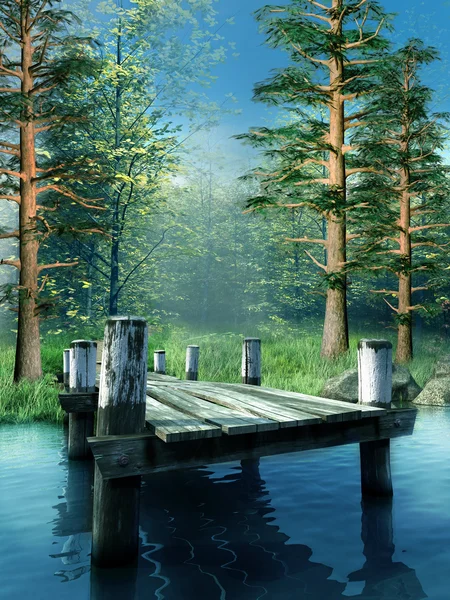 Wooden pier on a lake — Stock Photo, Image