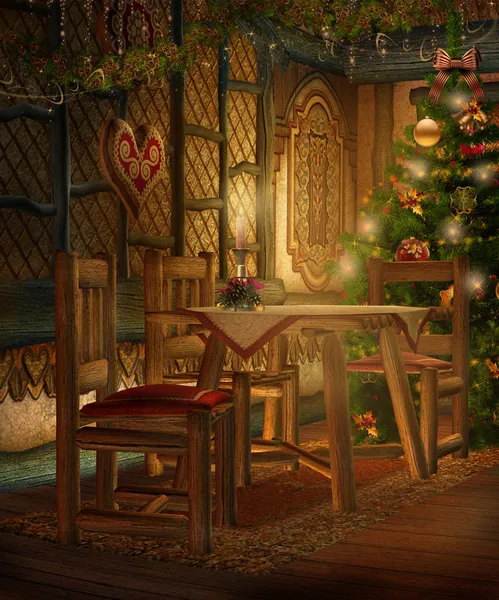 Christmas cottage kamer — Stockfoto