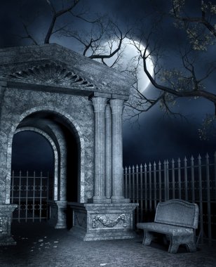 Mausoleum with a bench clipart