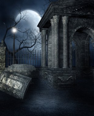 Old crypt in a gothic graveyard clipart