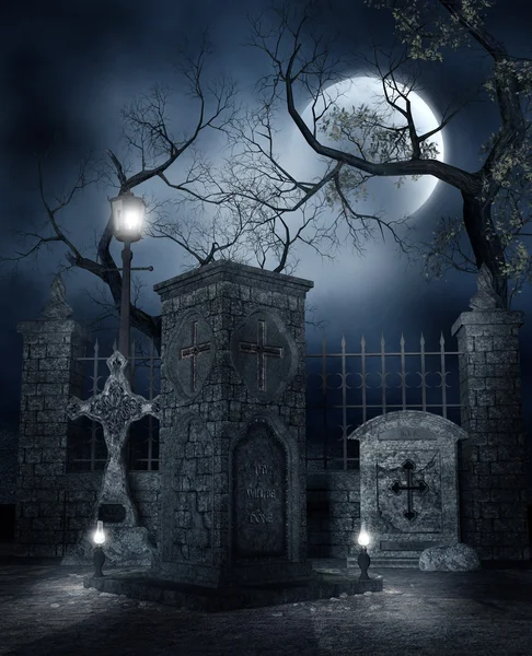 Nacht auf dem Friedhof — Stockfoto