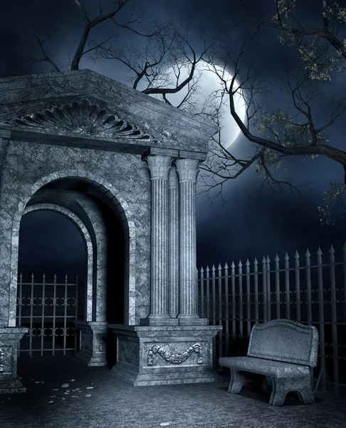 Mausoleum with a bench — Stock Photo, Image