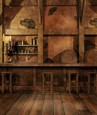 Fantasy tavern interior clipart