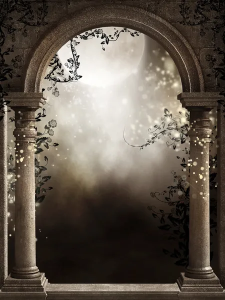 Eski pencere üzüm ile