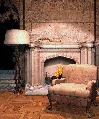 Vintage room-şömine