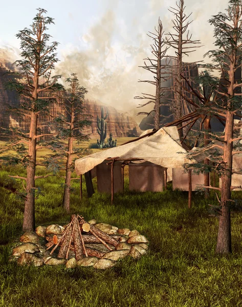 Indian tent in an old forest — Stock Photo, Image