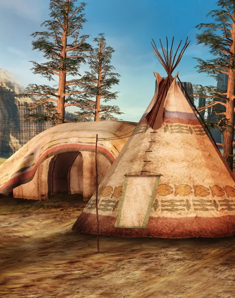Indian camp in the mountains — Stock Photo, Image