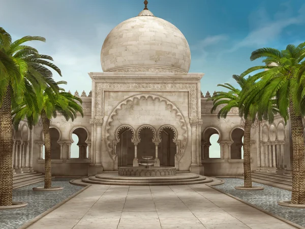 Palace courtyard with palms — Stock Photo, Image