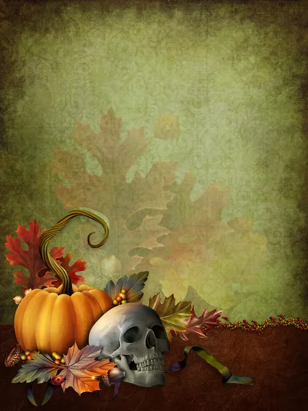Halloween fundo com um crânio — Fotografia de Stock