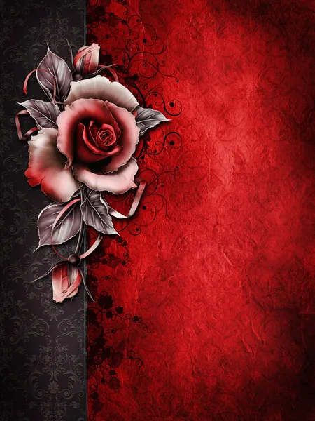 Dunkler valentiner Hintergrund mit einer Rose — Stockfoto