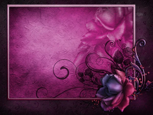 Cornice scura con rosa — Foto Stock