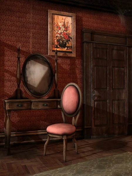 Ancienne chambre avec une commode — Photo