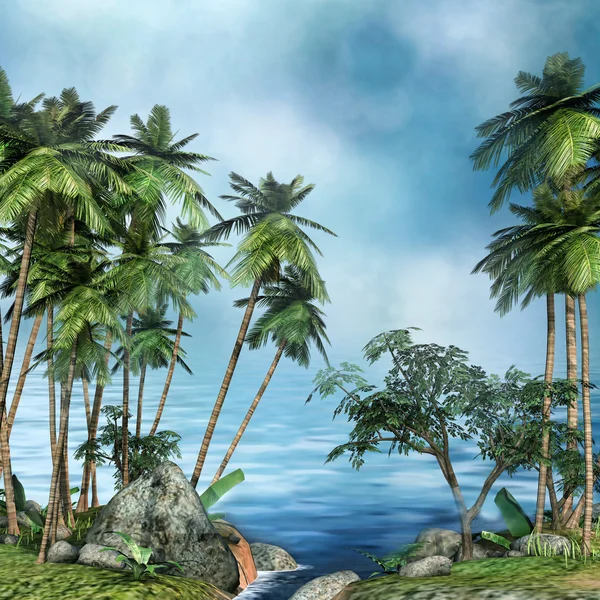 Palmy nad morzem — Zdjęcie stockowe