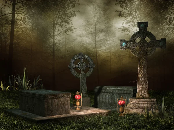 Friedhof im Wald — Stockfoto