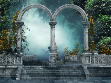 Old garden with arches clipart
