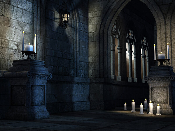 Gothic church with candles