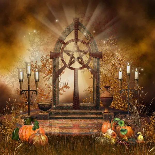 Gotiska altare med ymnighetshorn — Stockfoto