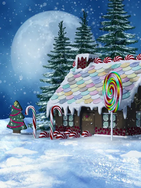 Winter snoep huis — Stockfoto