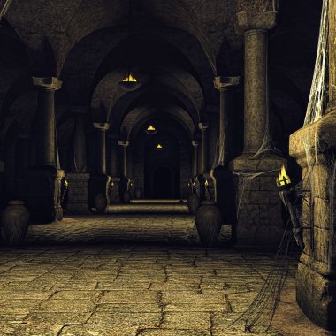 Dark medieval corridor clipart