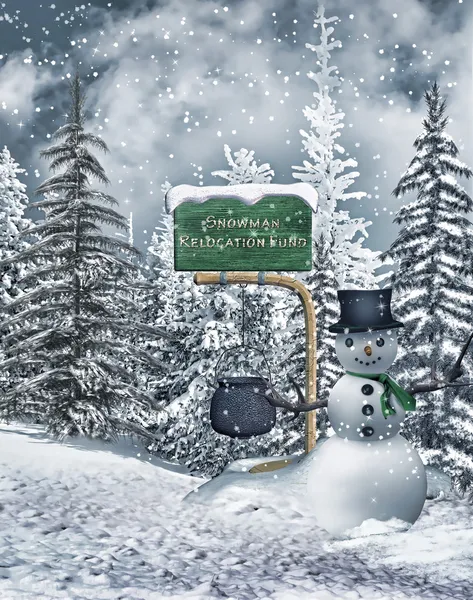 Fantasie sneeuwpop in een forest — Stockfoto