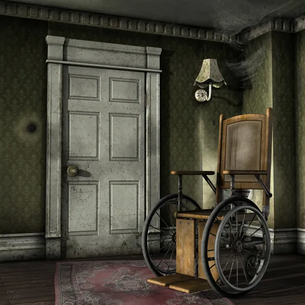 Old room with a wheelchair — Stock Photo, Image