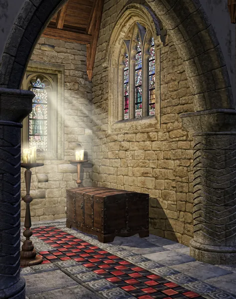 Medieval church aisle — Stock Photo, Image