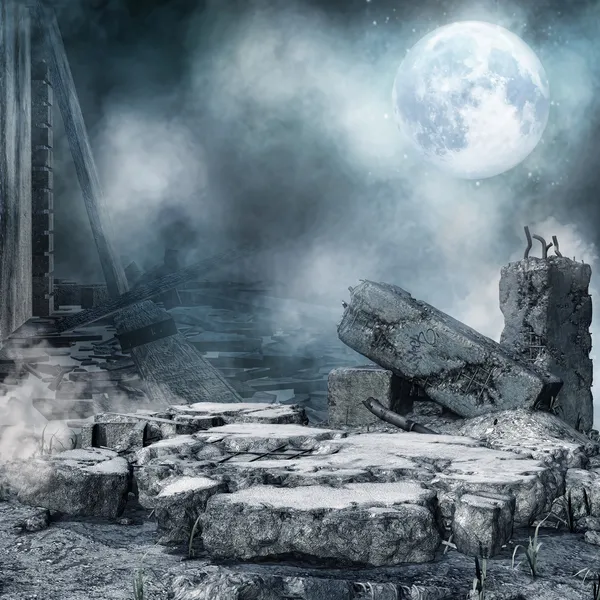 gece sahne ile şehir moloz