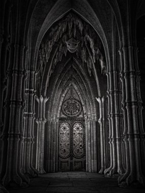 Door in a fantasy cathedral clipart