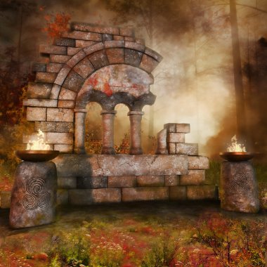 tapınak kalıntıları orman