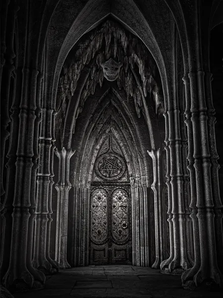 Door in a fantasy cathedral — Stock Photo, Image