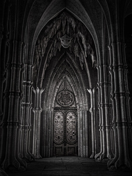 Door in a fantasy cathedral