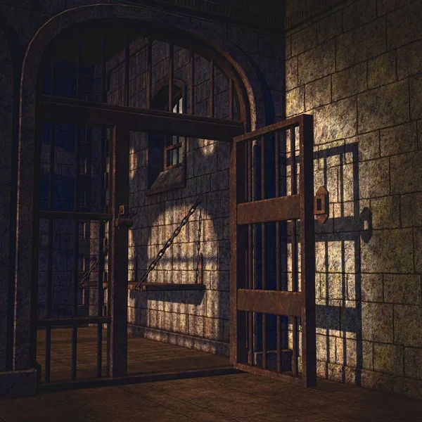 Roestige gevangenis deur — Stockfoto
